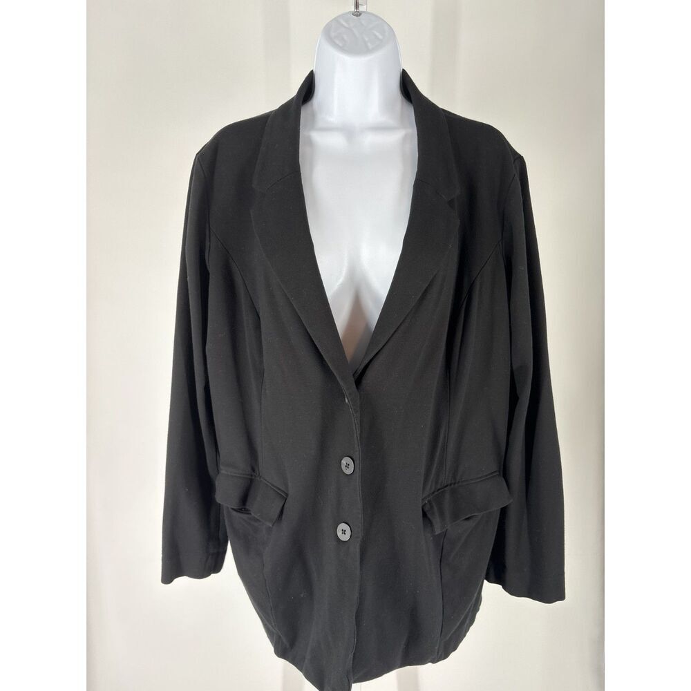 J.Jill Black Knit Two-Button Blazer Jacket Soft Tailored Flap Pockets